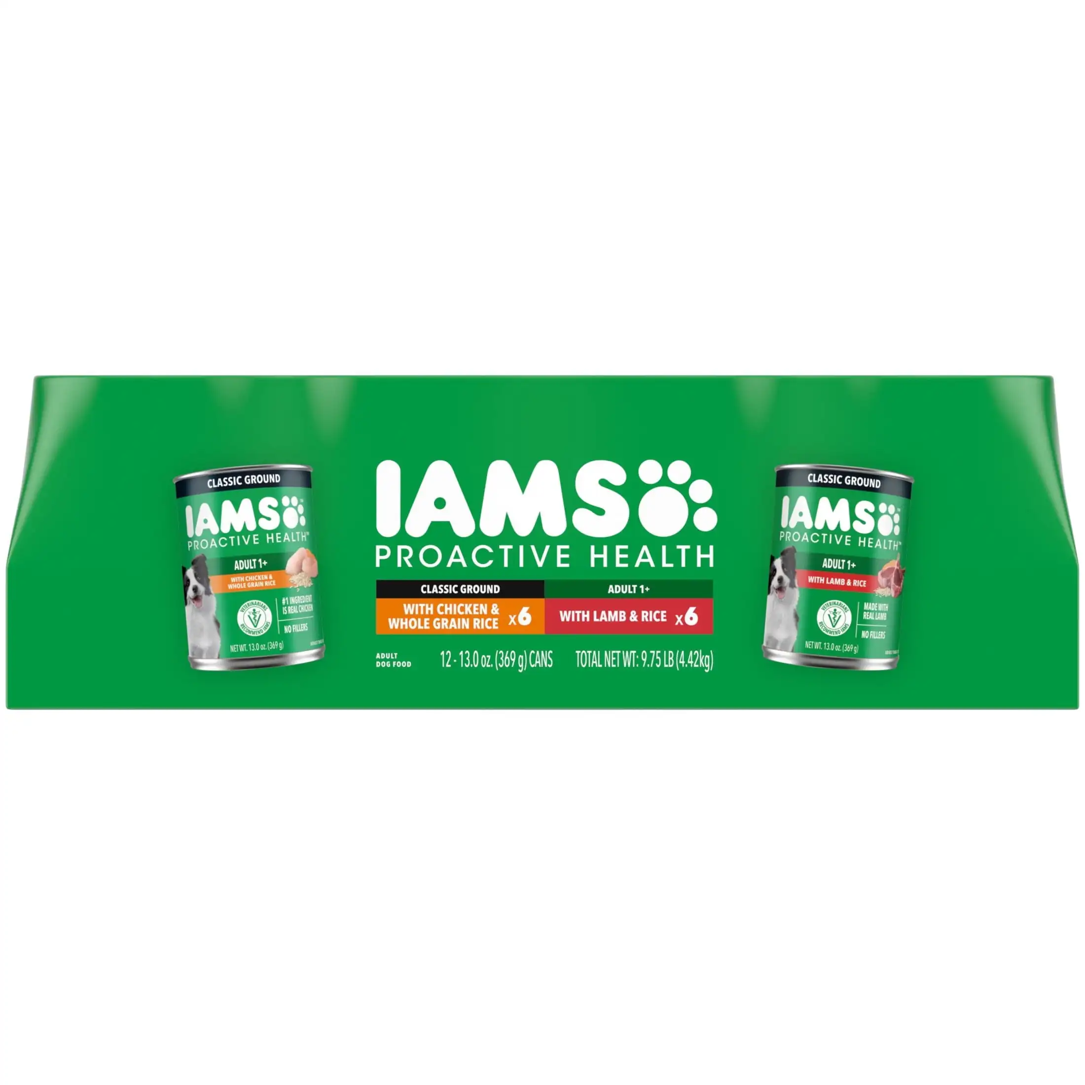 

Iams Proactive Health Classic Ground Chicken or Lamb Wet Dog Food, 13 oz Cans (12 Pack Variety)