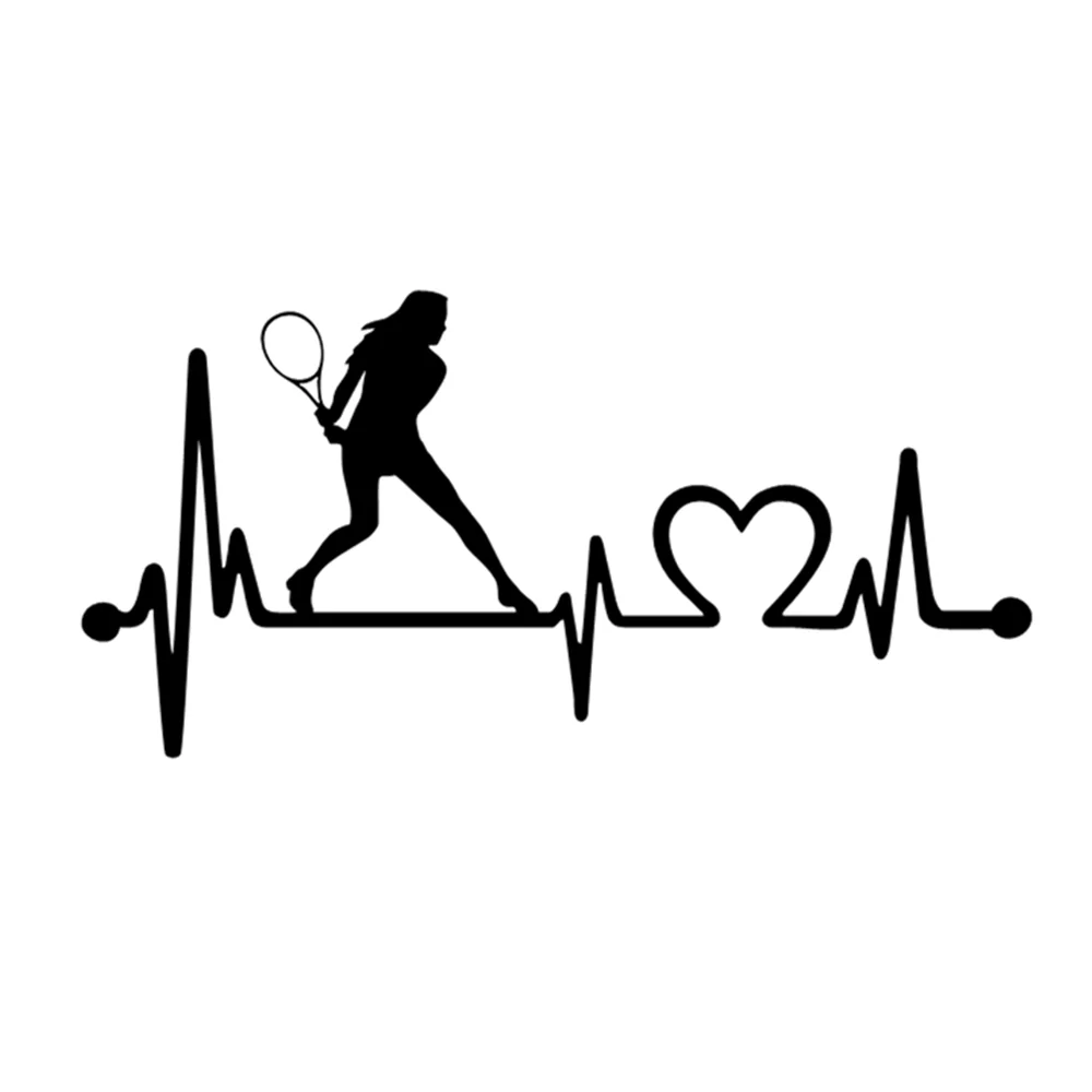 

16X8CM Women's Tennis Racquet Lifeline Design Vinyl Decal, Sport Theme Sticker for SUV Truck Motorcycle Laptop, Auto Decor