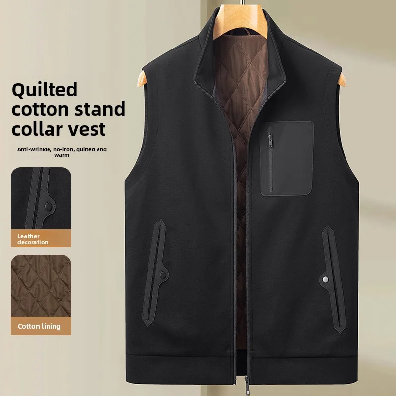

2026, осенне-зимний новый мужской повседневный жилет с воротником-стойкой, утолщенный, теплый, легкий роскошный, свободный, универсальный жилет
