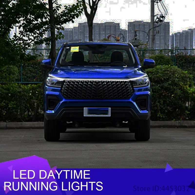 DRL Car Engine Hood Lights For Great wall poer Fengjun5 7 Diamond Cannon  Flexible LED Strips Welcome light Auto Scan Starting