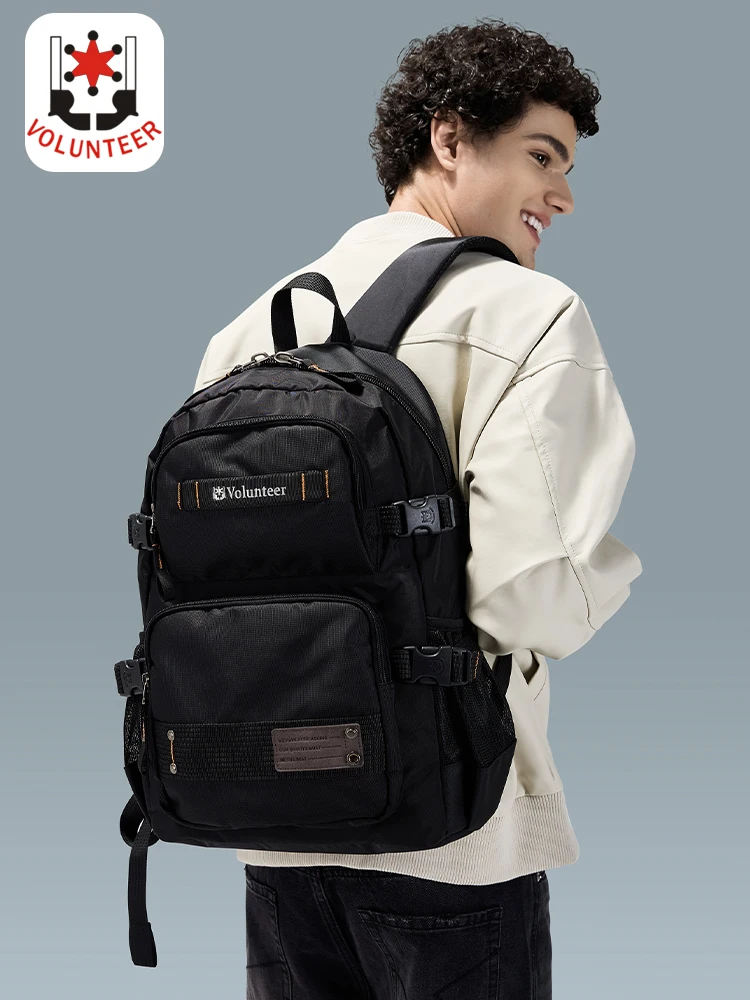 Volunteer knapsack for Men 2024 New Stylish All-match Large Capacity Multiple Pockets Waterproof Oxford Cloth Backpack 1835-02