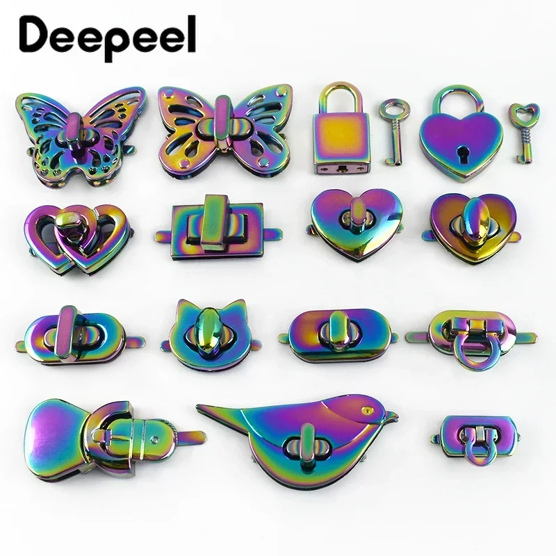 2Pcs Deepeel Colorful Metal Lock Buckle Bag Turn Twist Locks Clasp Handbag Purse Closure Buckles DIY Leather Crafts Accessories