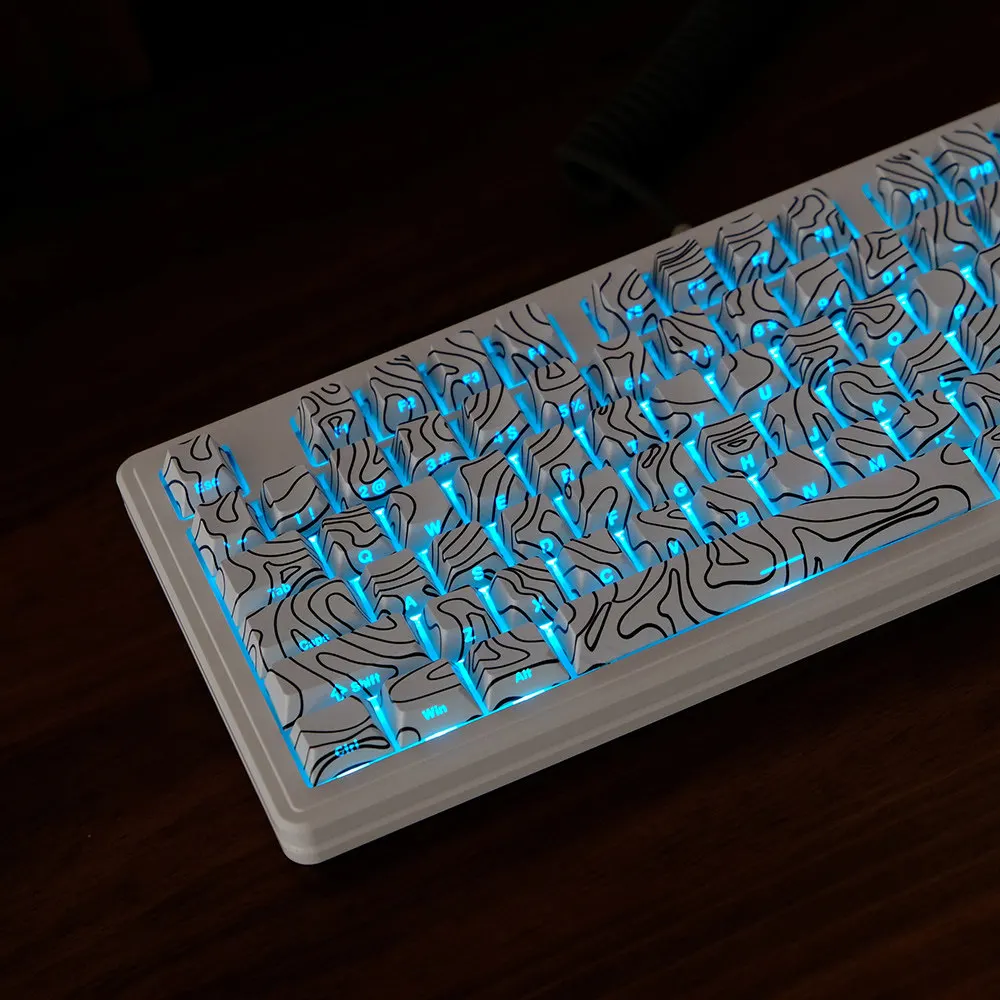 White Contour Keycap Side Engraved Transparent Keycap PBT Original Height Thermal Sublimation Mechanical Keyboard Cap