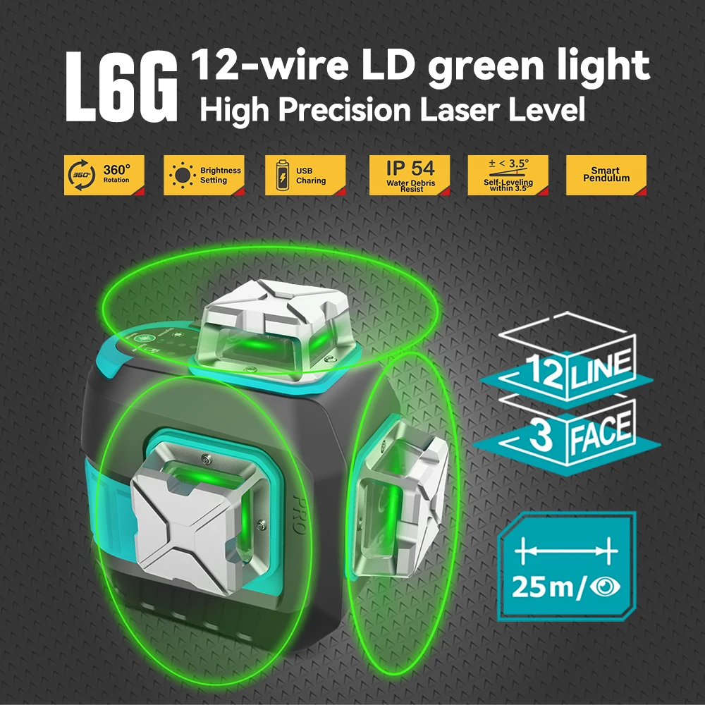 MiLESEEY 360 12 Lines 3D Self Leveling Green Laser Level Professional Laser Leveling Device Horizontal And Vertical Cross Tools