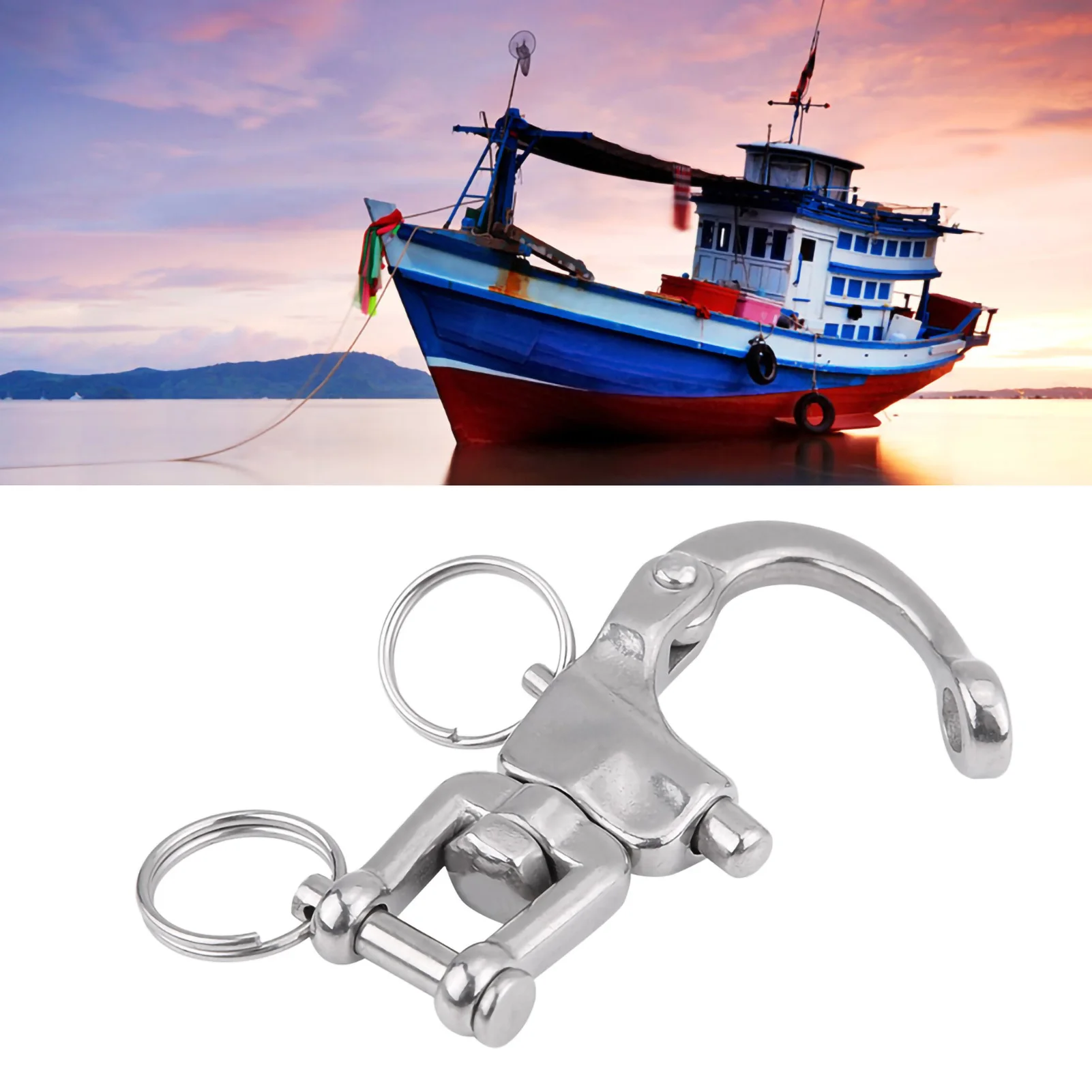 Stainless Swivel Snap Shackle Swivel Snap Shackle 316 Stainless Steel Jaw Swivel Snap Shackle for Sailboat Spinnaker Halyard