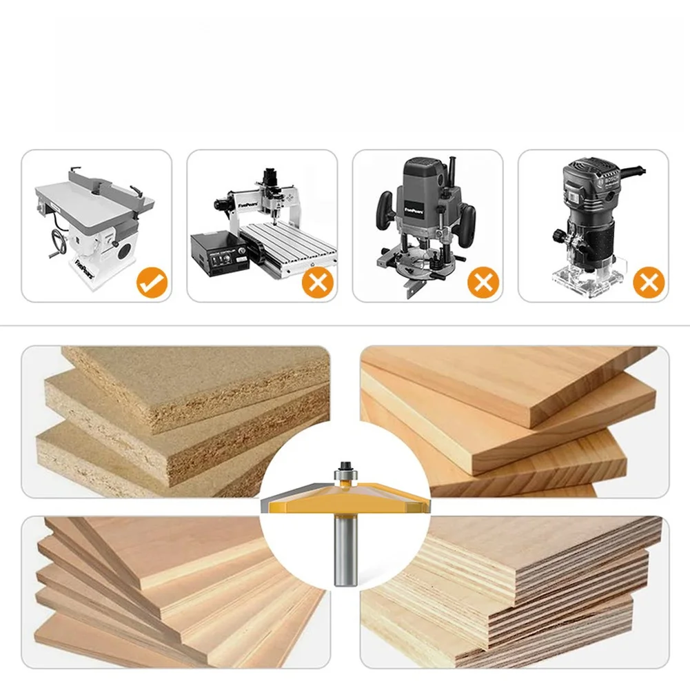 

Router Cutter Raised Panel Bit For Cabinet Making Yellow Safe Design Woodworking Milling Cutter Milling Cutter