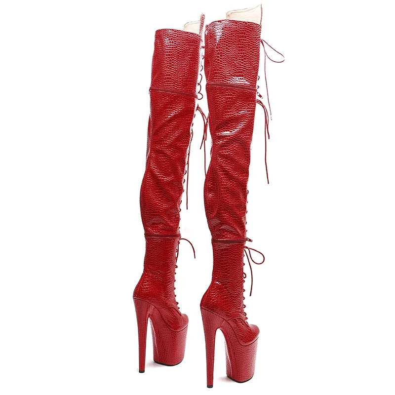 Leecabe 20CM/8Inch PU Upper Zipper split boots Women New Design Three ways wear boots Extreme High Heel  Detachable boots