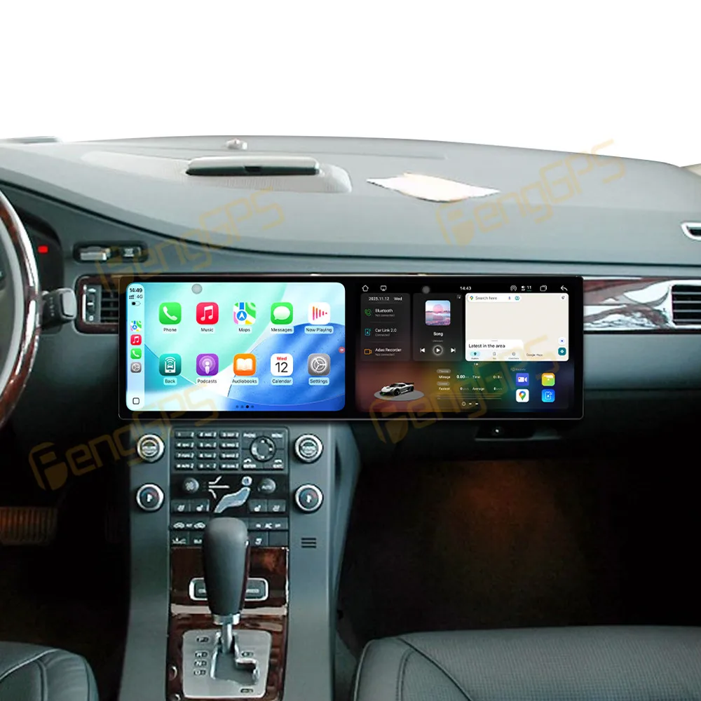 Dual Screen 10.1 Inch Android 15 CarPlay Car Radio For Volvo S80 2006 Touch Screen Multimedia Player GPS Navigation DSP Auto
