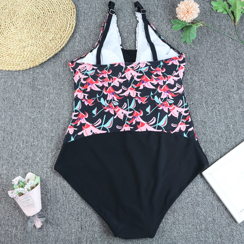 Bikini Floral One Piece Swimsuit 2026 New Swimwear Women Swimsuit Tummy Bathing Suit Beachwear Monokini Female Swimming Suits