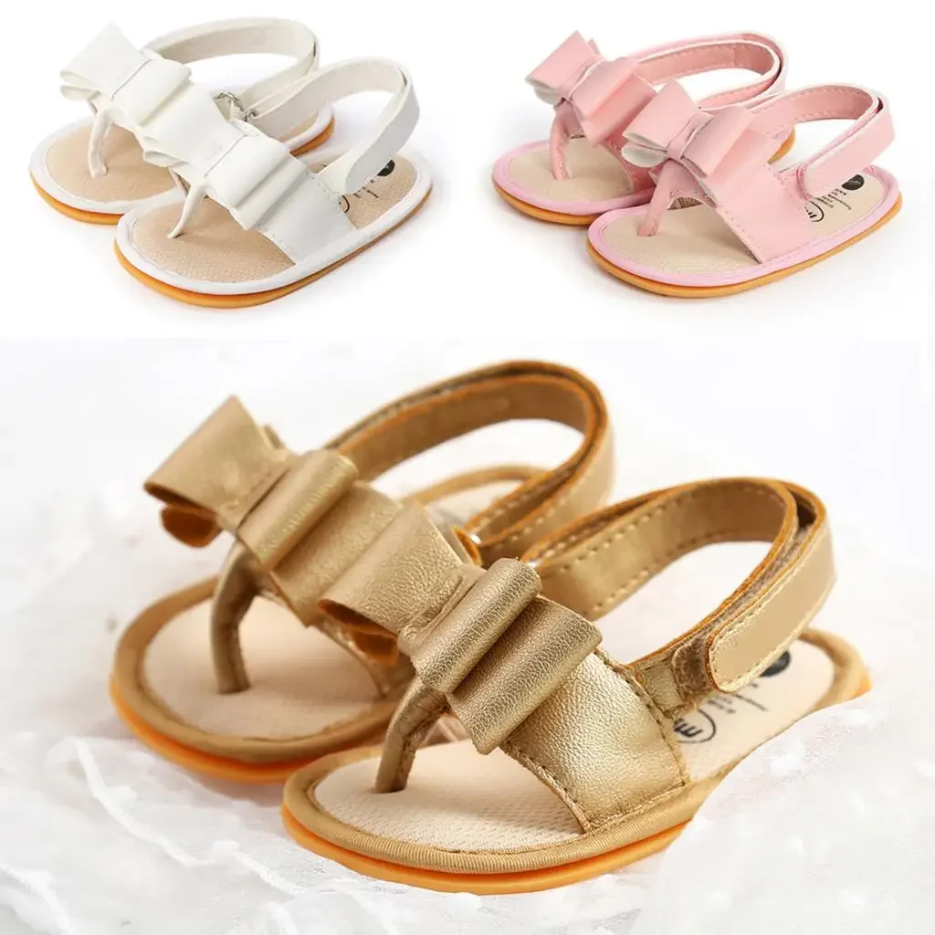 

Baby Shoes Summer New Toddler Baby Girls Bow Sandals, Flat Slingback Bowknot Shoes T Strap Flip Flops Slide Sandal