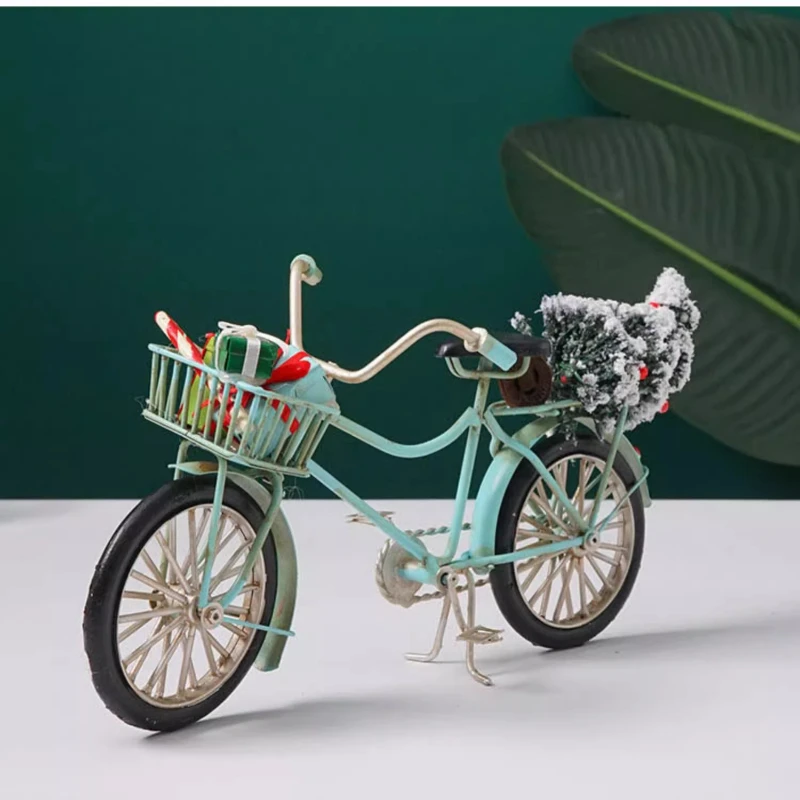 ‌   Modelo de bicicleta vintage, decoración artística de hierro rústico, accesorios de exhibición realistas para escaparate de tienda