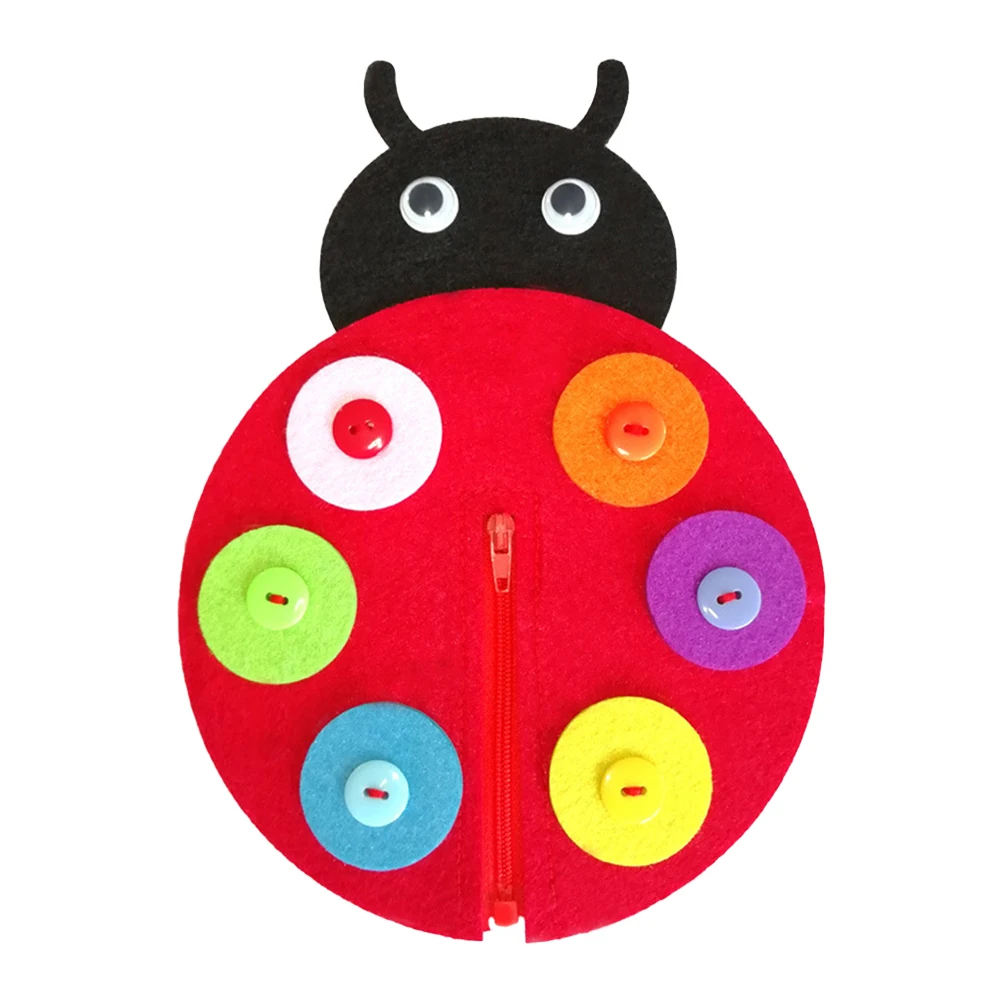 

1pcs Children's Felt Non-woven Educational Toy Ladybird Zipper Sewing Buttons Game Kindergarten DIY Weave Cloth Handmade Toys