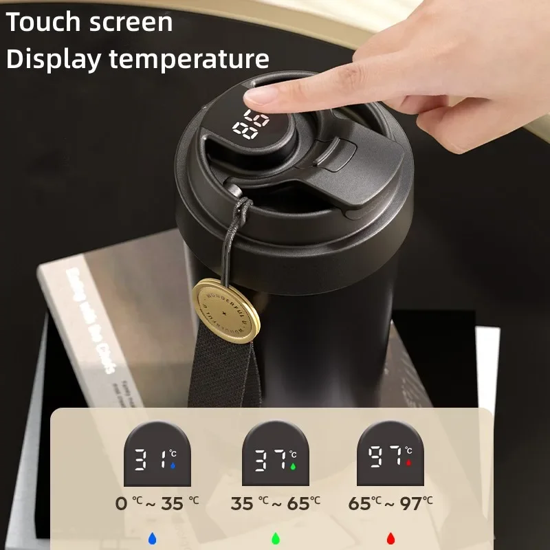 Ceramic Inner Insulated Mug Travel Insulated Thermal Digital Mug Lid Smart Coffee Mug Time Comp