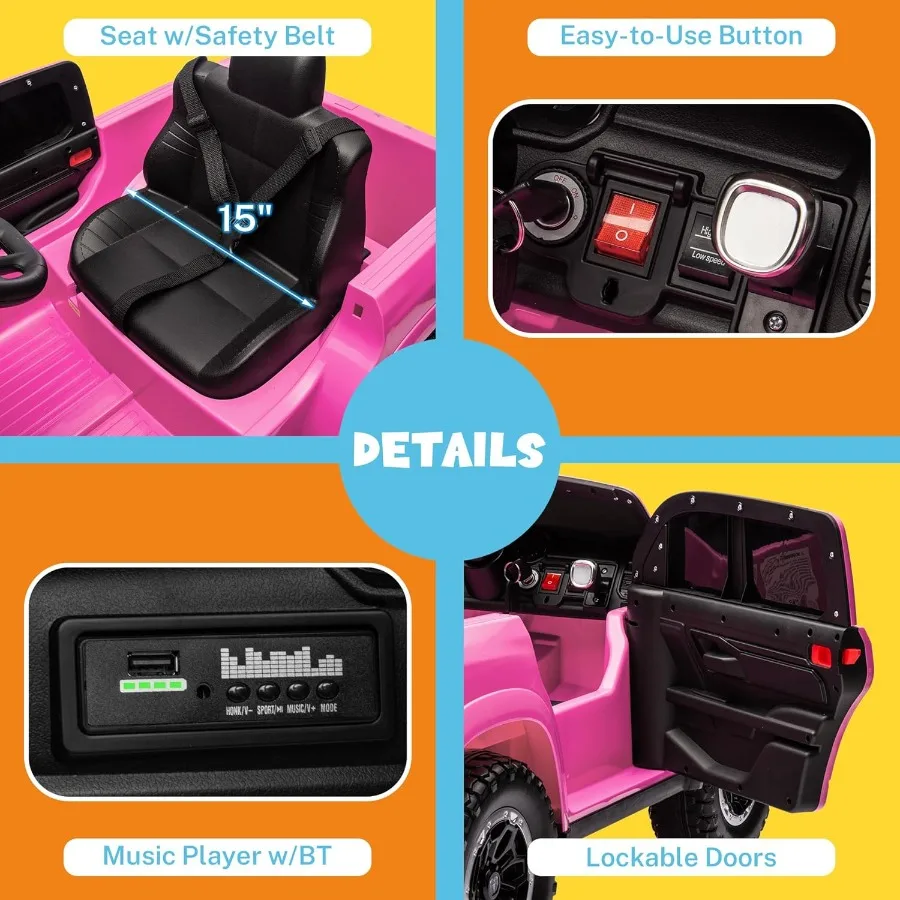 12V 充電式電動乗用玩具、幼児向けリモコン付き乗用車（1～3歳）、安全ベルト付き子供用電動車、ソフトスター