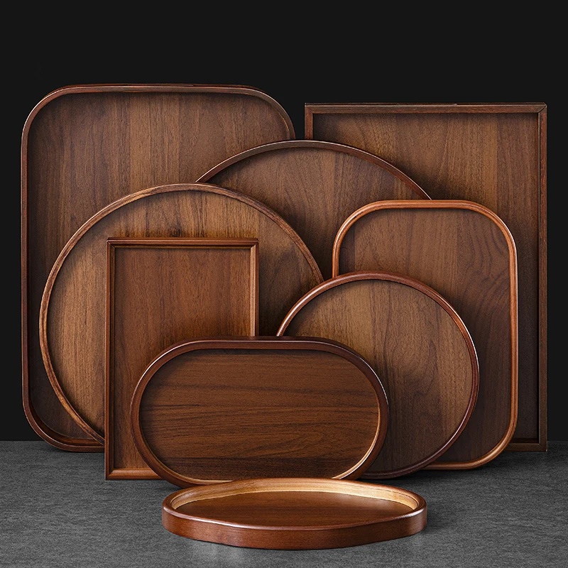 

Бамбуковый и деревянный поднос для чая. Бытовой поднос премиум-класса. Прямоугольный поднос для фруктов, еды и хлеба с ручками.