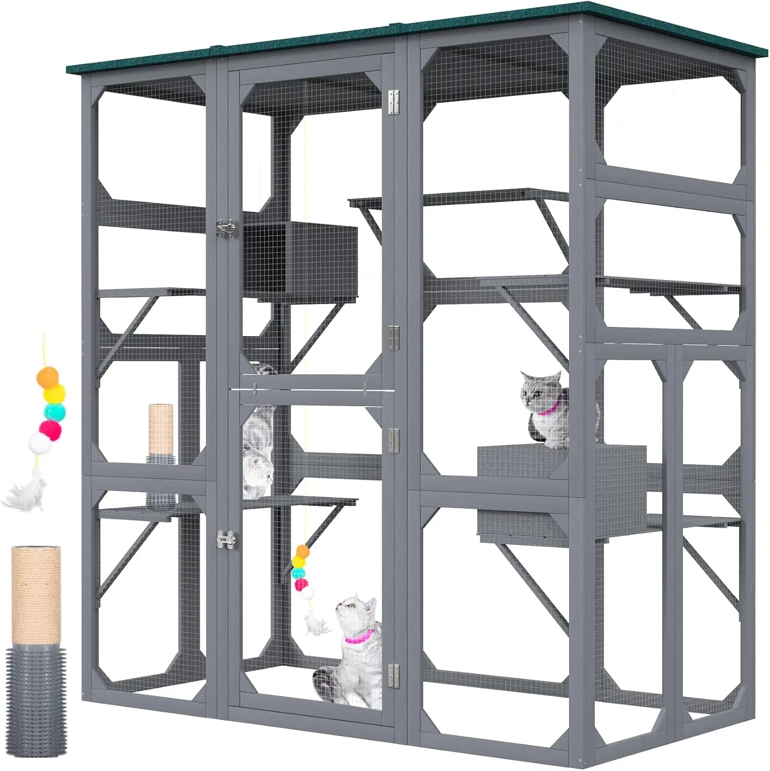 Catio Outdoor Cat Enclosure Large Walk In Cat Cage, Outdoor/Indoor Cat Catio For Multiple Cats With Waterproof Roof, 5