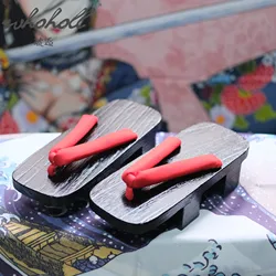 Zwarte Verf Houten Geta Flip Flops Man Vrouwen Slippers Japanse Anime Coplay Kostuums Twee Tanden Dikke Platform Hout Klompen schoenen