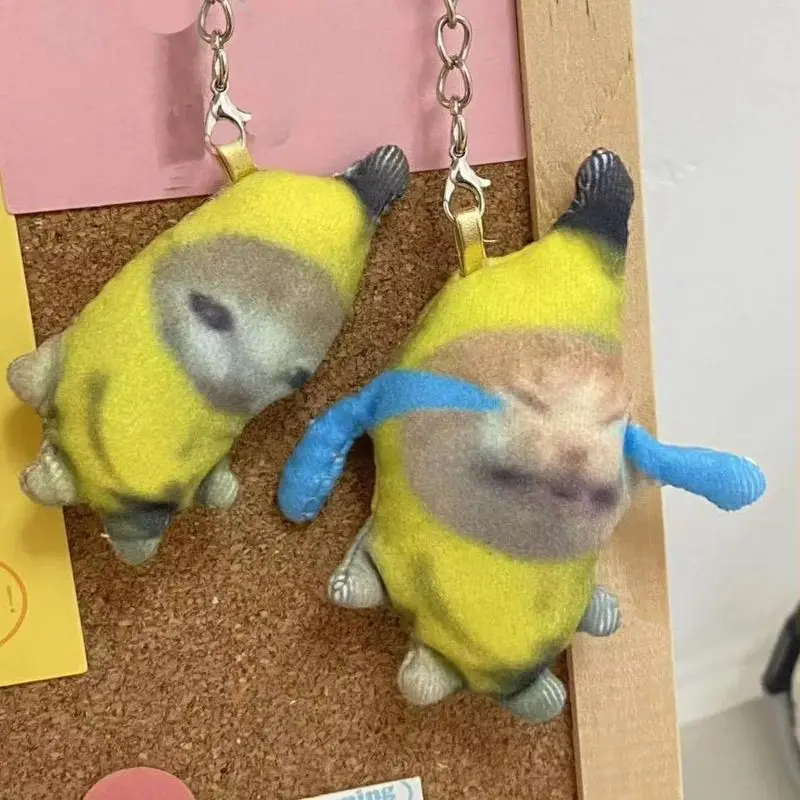 Hot Banana Cat Anime Peripheral Crying Cat 17cm Meow Internet Hot Selling Popular Plush Keychain Pendant Birthday Surprise Gift