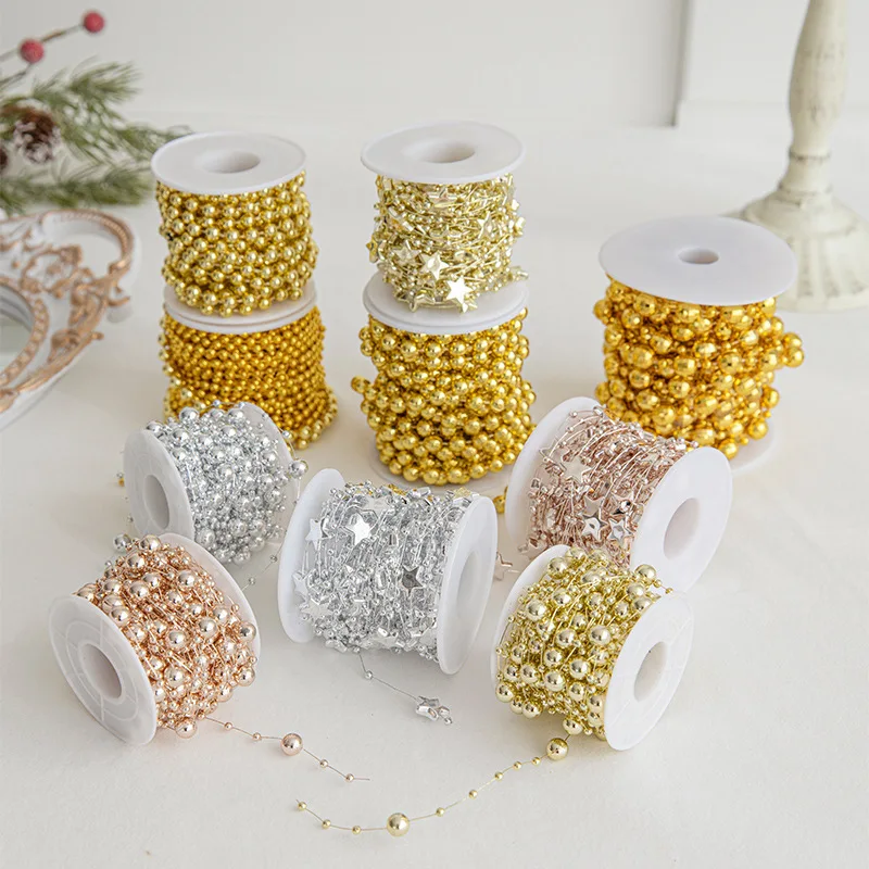 

Golden Christmas Beaded Chain DIY Decorations for Tree Wedding Party Holiday Scene