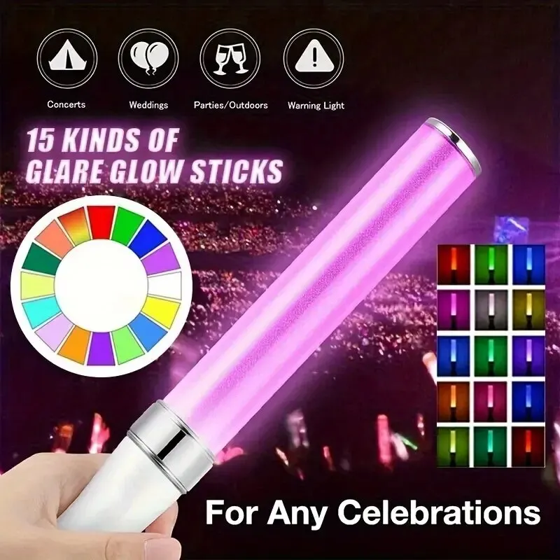 5pcs Colorful LED Glow Stick For Wedding Party, Fluorescent Flashlight LightFor Outdoor Camping Concerts Decor, Birthday Gifts