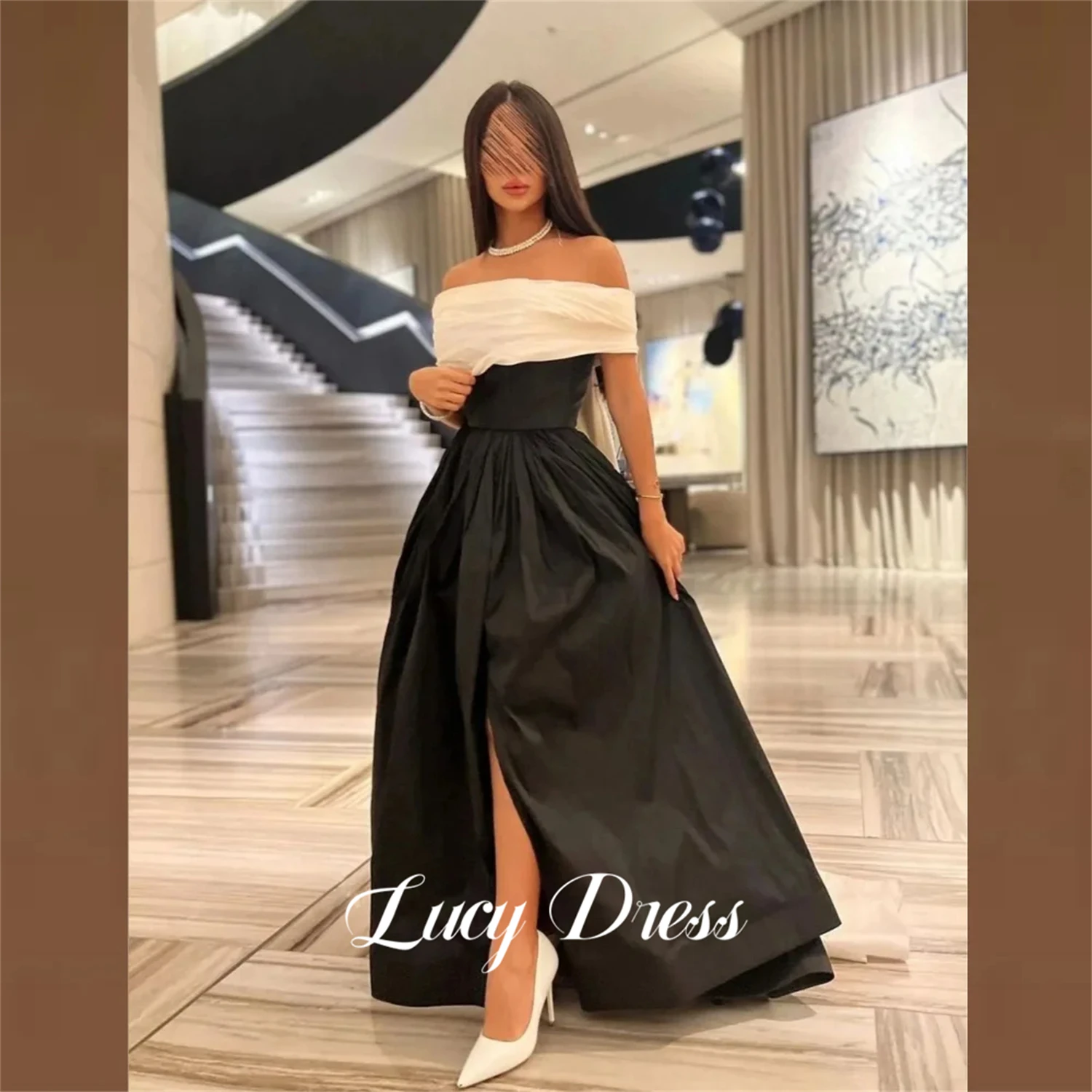 

Lucy One Shoulder Line A Satin Evening Dress Eid Elegant Party Dresses 2024 for Wedding Happy Sharon Prom Gown Ball Gowns