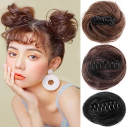 Moño de pelo sintético para mujer y niño, moño de pelo pequeño, Donut, Scrunchies desordenados, extensión de cola de caballo