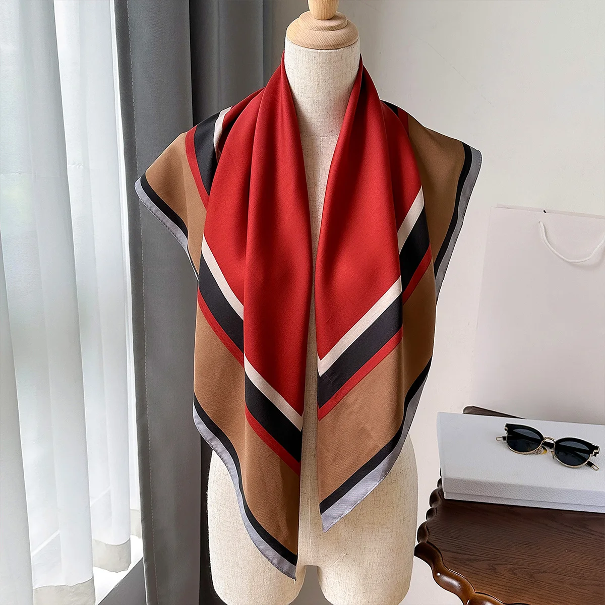 New Fashion Kerchief Silk Satin Neck Scarf For Women Print Hijab Scarfs Female 90*90cm Square Shawls and Wraps Scarves For Lady