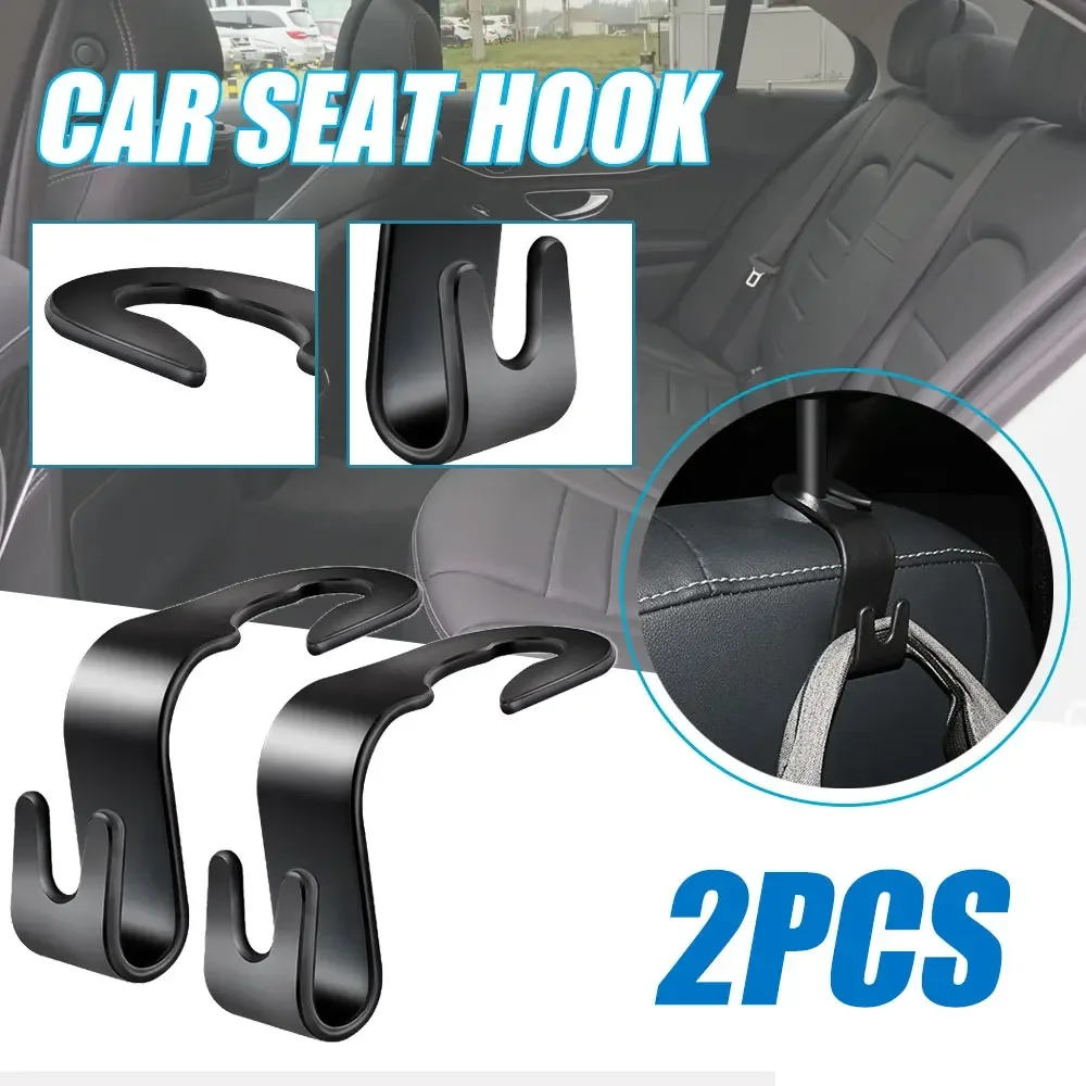 2Pcs Car Interior Organizer Holder Handbags Grocery Bag Rack Hook Car Headrest Back Seat Hook Universal Hanger Clips Accessories