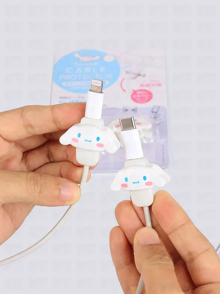 Protector de Cable Usb Kawaii Hello Kitty Bite, Sanrio, My Melody, Cinnamoroll, Protector de Cable de dibujos animados para Iphone, Ipad, antirotura