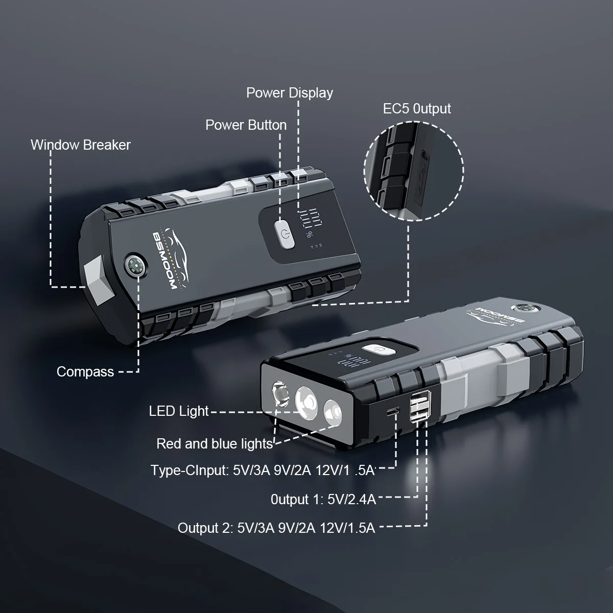 21800mAh/8000A/6000A سيارة الانتقال كاتب سيارة الداعم بطارية خارجية 12 فولت بدء الجهاز لبنزين الديزل Powerbank