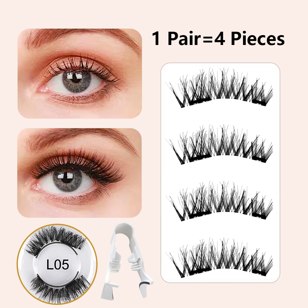 Reusable Magnetic Eyelashes with Applicator Tweezers set 3D Natural Magnetic False Eyelashes Self-adhesive lashes strip supplies