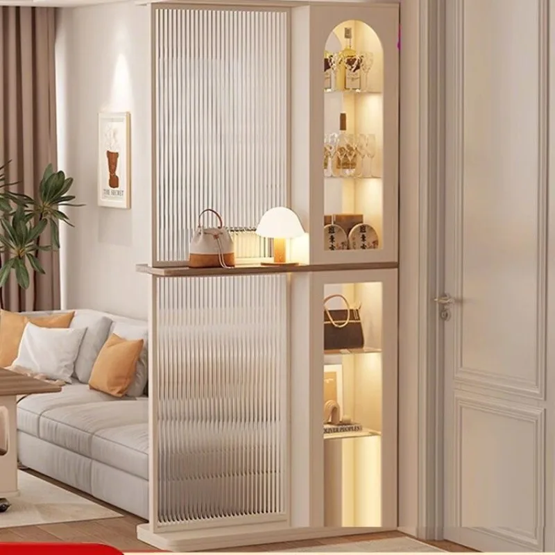 Solid wood porch cabinet 2025 new French screen partition cabinet household door wine cabinet