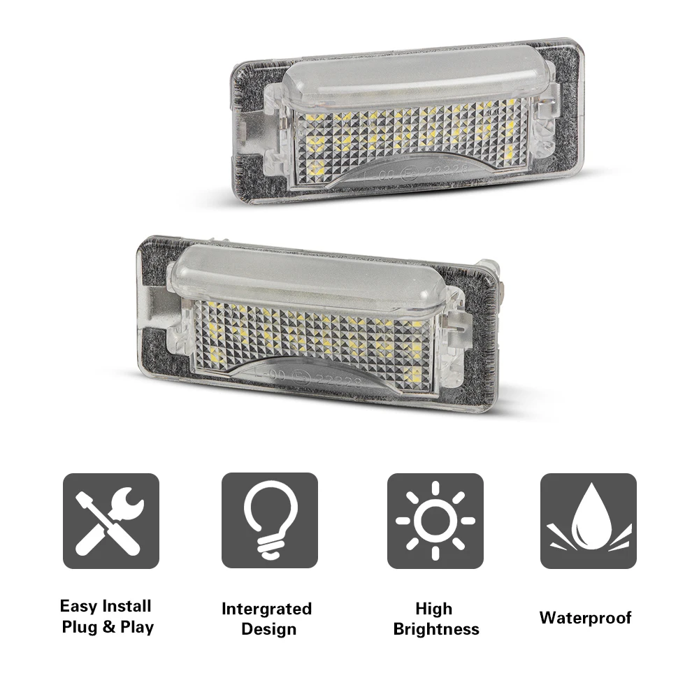 2 قطعة ضوء لوحة ترخيص مُضاء لمرسيدس بنز العداء 1 1995-2006 لشركة فولكس فاجن LT 1996-2006 مصابيح لوحة رقم الإضاءة الخلفية