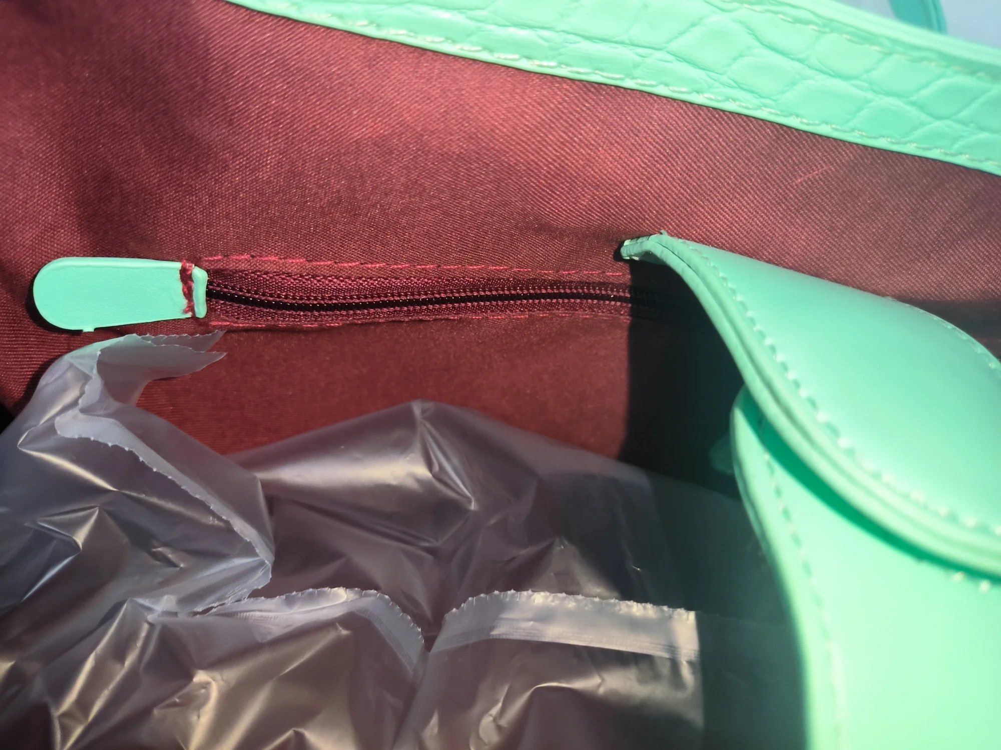 Handtasche mit Krokodilleder-Prägung und Obergriff, Luxuriöse Grüne Tragetasche, Vielseitige Schicke Alltags-Schultertasche für Frauen – Detail 7