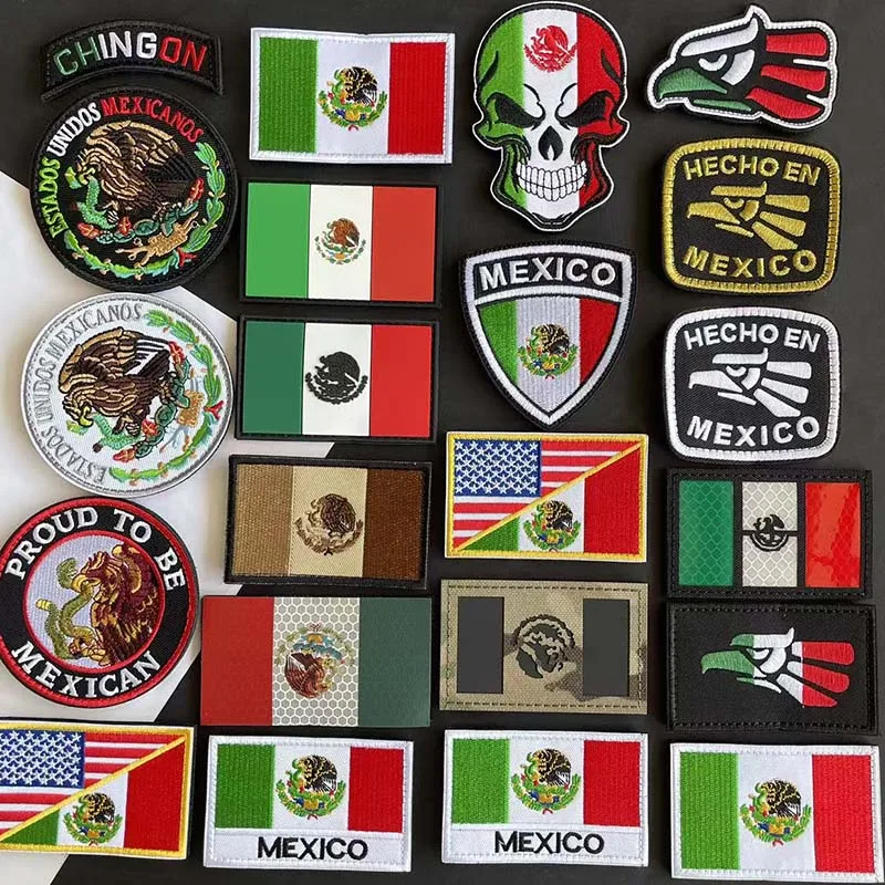 Mexico National Flag,Eagle Badge Applique Embroidery Patches,Military Tactical Emblem Stickers For Armband Backpack