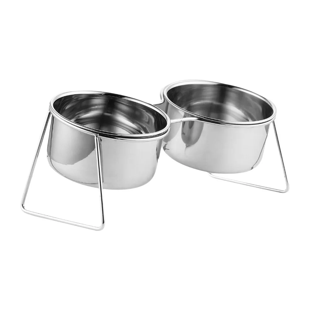 Anti-Tipping Stainless Steel Cat Bowl Fall-Resistant with Stand Neck Protector Bowl Rust Proof Sturdy Pet Food Bowl Outdoor