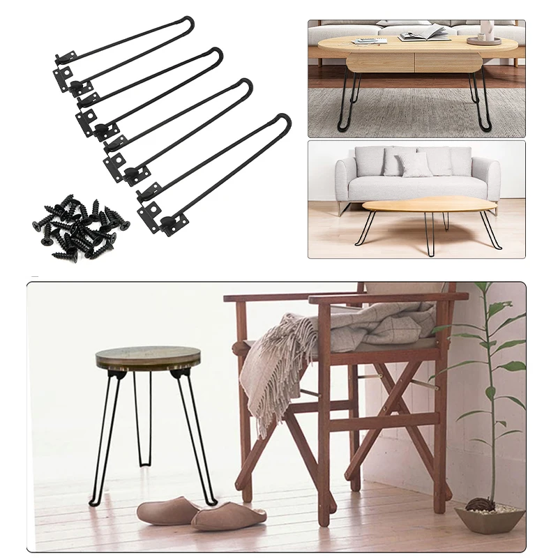 4Pcs Folding Hairpin Table Legs Iron Support Rod Hardware Accessories Heavy Duty Metal Folding Table Leg for Furniture Home DIY