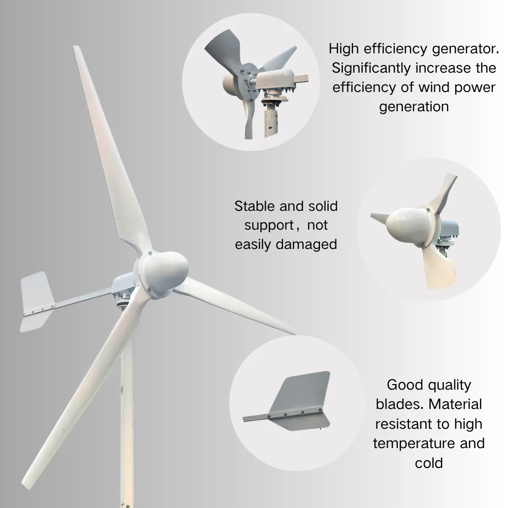 Horizontal Wind Turbine Generator 8KW 10KW 48V 96V 220V Powerful Dynamo Free Energy With MPPT Off Grid System Homeuse Windmill