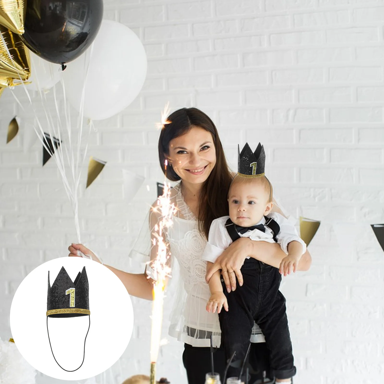 

2Pcs Baby Kids 1st Birthday Crown Hat Party Headwear Children Birthday Party Decoration Prop 1st Crown Headwear