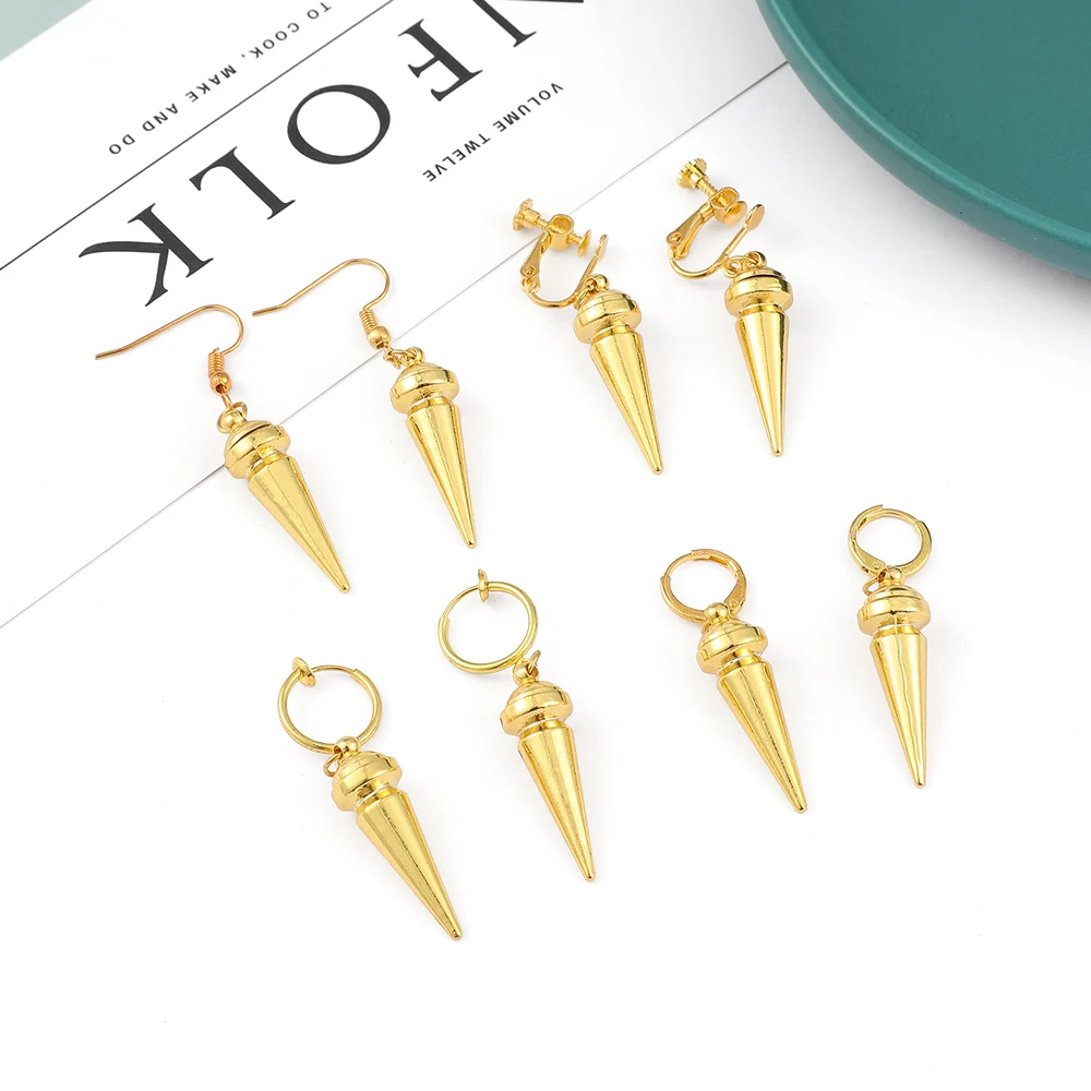 Boucles d'oreilles minimalistes dorées style anime, bijoux cosplay, accessoire d'oreille exquis et personnalisé pour femme