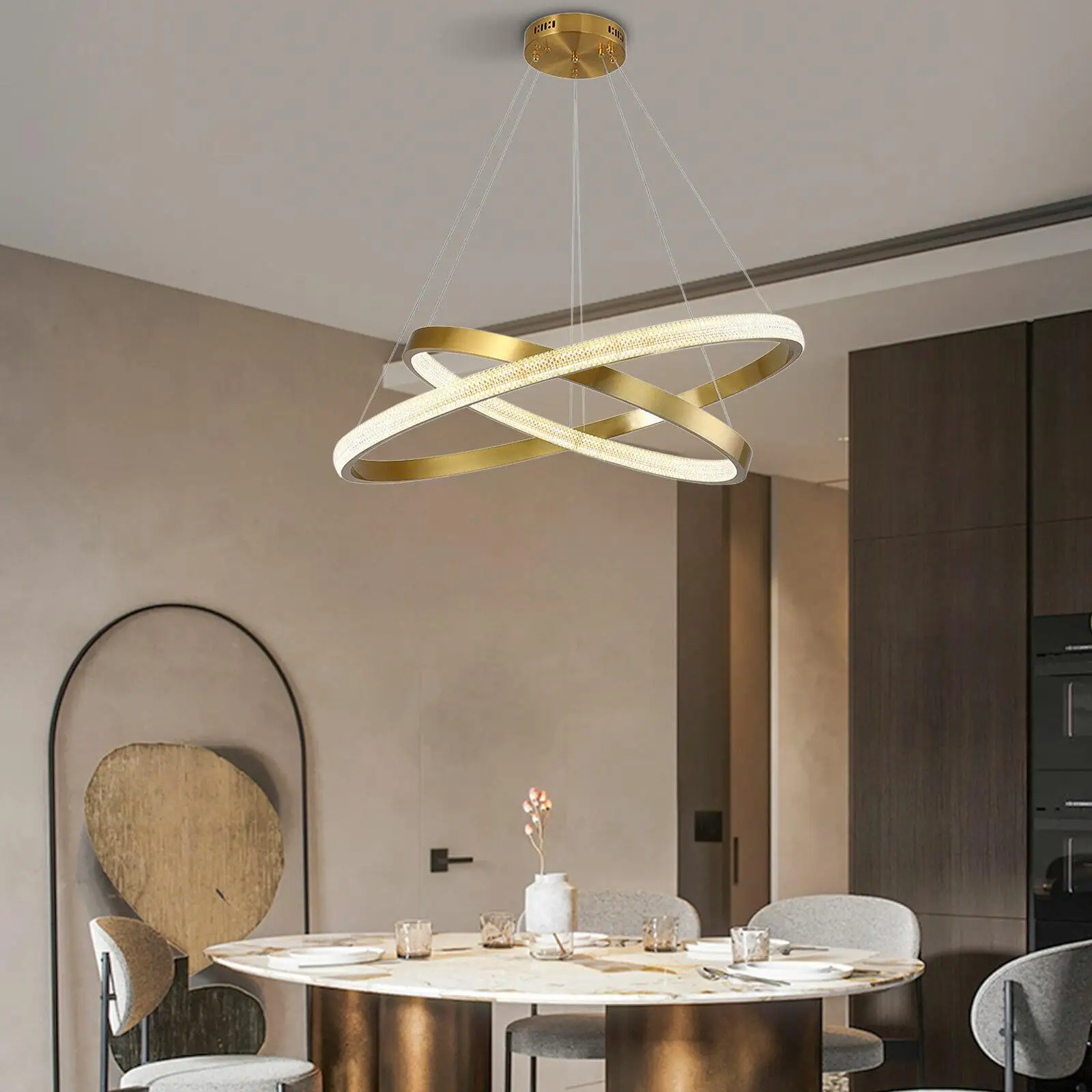 Modern LED 2 Ring Chandelier Hanging Pendant Light Dinning Room Ceiling Lamp New Home Decorations