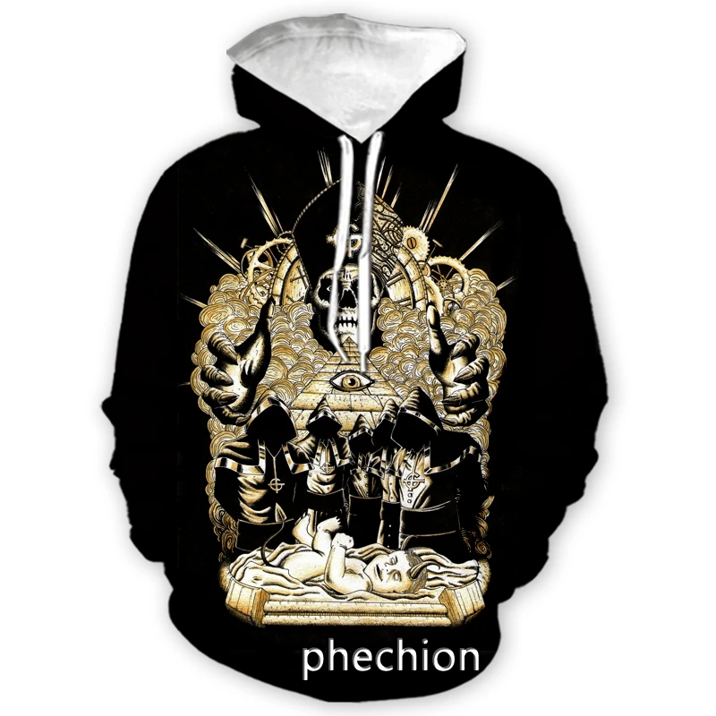 phechion New Fashion Men/Women Ghost Band 3D Print Casual Sweatshirt Hoodies Streetwear Men Loose Sporting Hoodies H24