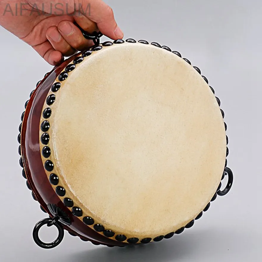 18-39cm Hanging ring Cowhide flat drum Buddhism musical instrument Portable Coloratura drum