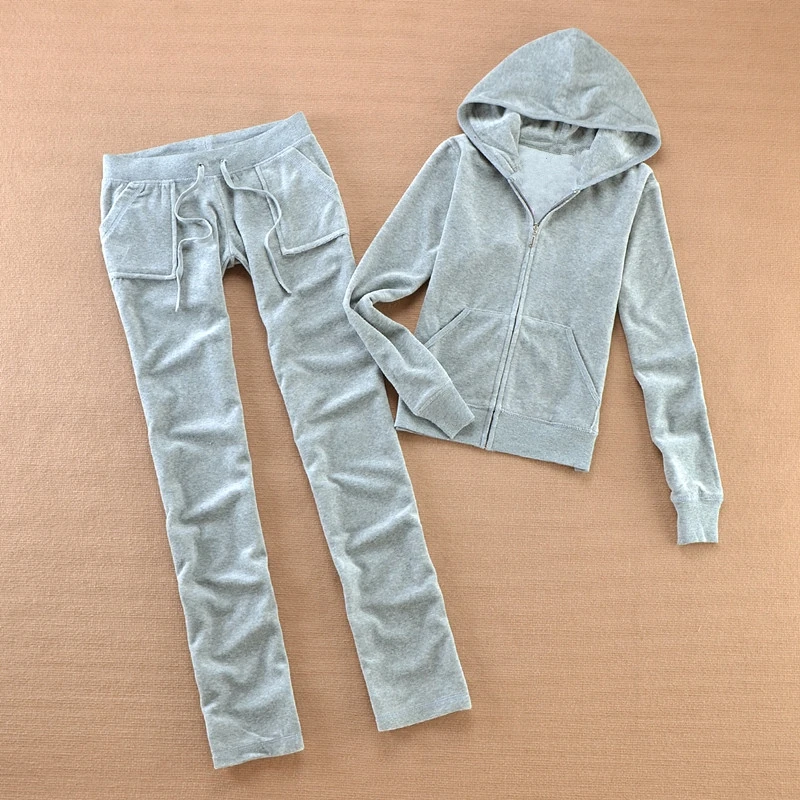 2024 Fashion Brand Velvet Tracksuit Women Spring/Fall Women's Rhinestone Sweatshirt and Pocket Pants Suit Two Piece Set