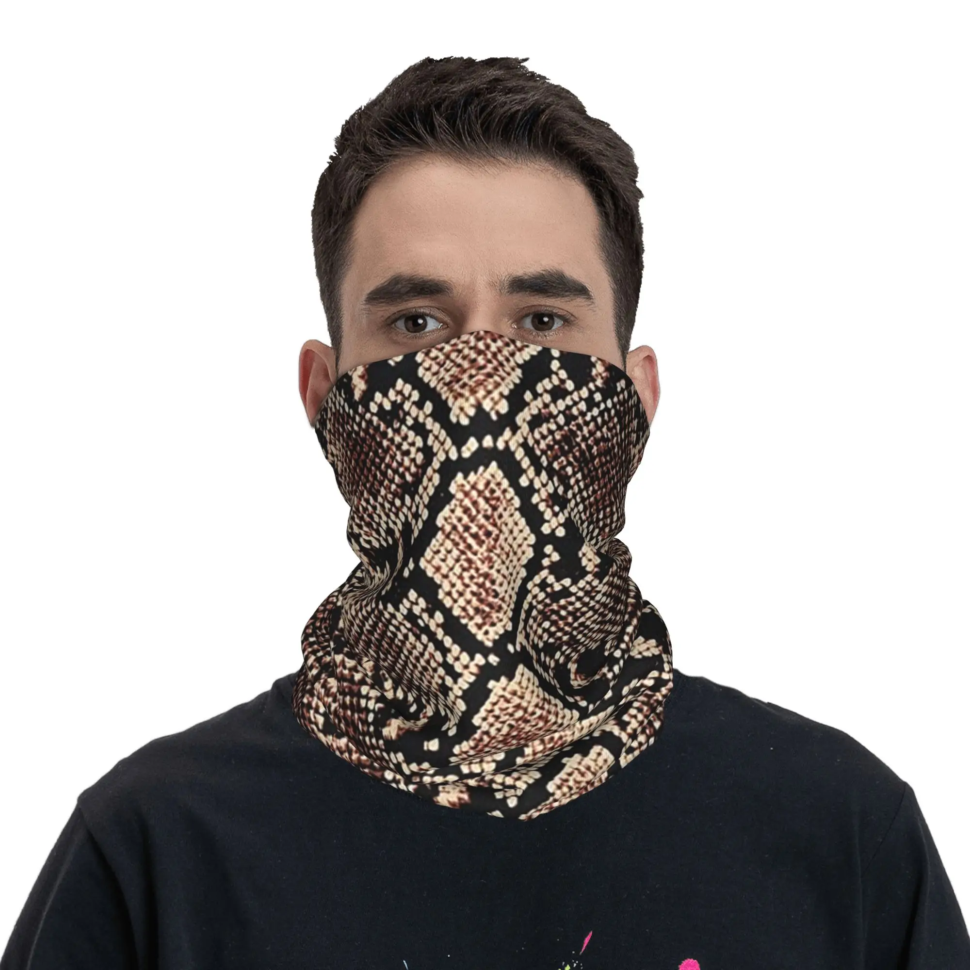 Snake skin imitation Bandana Neck Cover Printed Mask Scarf Balaclava Outdoor Sports for Men Women Adult Breathable