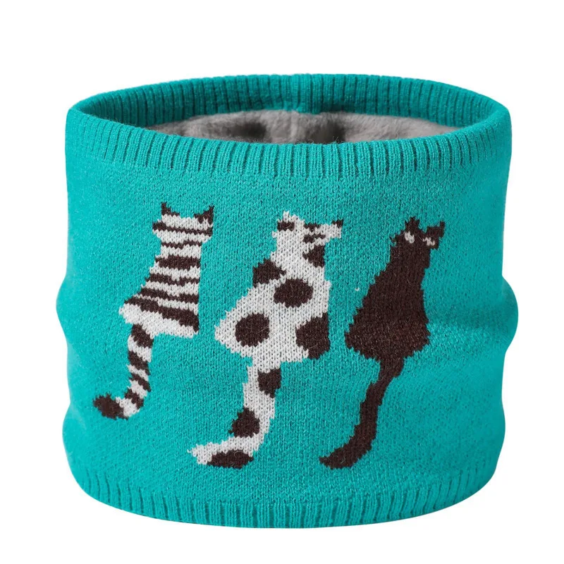 Szalik dziecięcy z motywem kreskówkowego kota, ocieplacz na szyję, zimowy, dzianinowy, polarowy, ciepły, dla chłopców i dziewcząt, wiatroodporny, miękki, okrągły szalik dla dzieci.