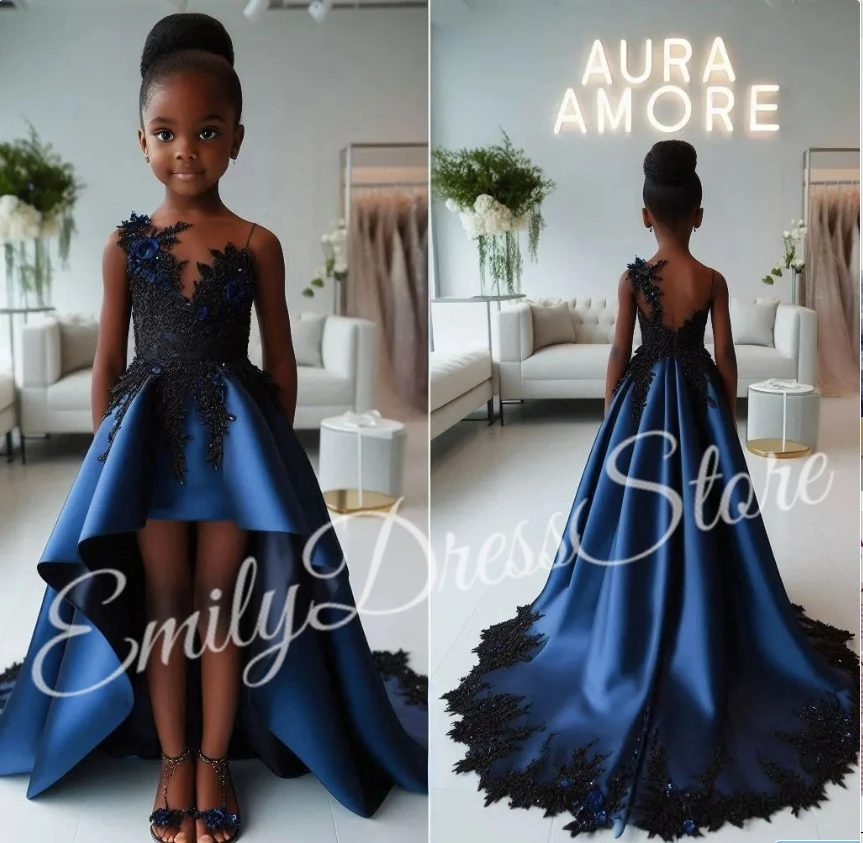 

Платье с цветочным узором для девочек по индивидуальному заказу на свадьбу, атласное пышное бальное платье с оборками для маленьких детей, дня рождения, первого причастия