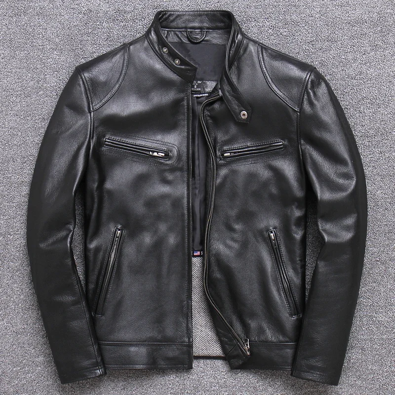 LNY!Wholesales.Brand motor style leather jacket for man.black Rider genuine cow leather coat.slim classic biker jacket