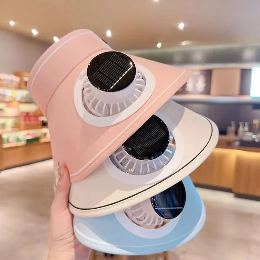 

Breathable Summer Fan Sunhat Sun Protection Strong Wind Wide Brim Sun Hat Wide Brim USB / Solar Powered Solar Fan Cap