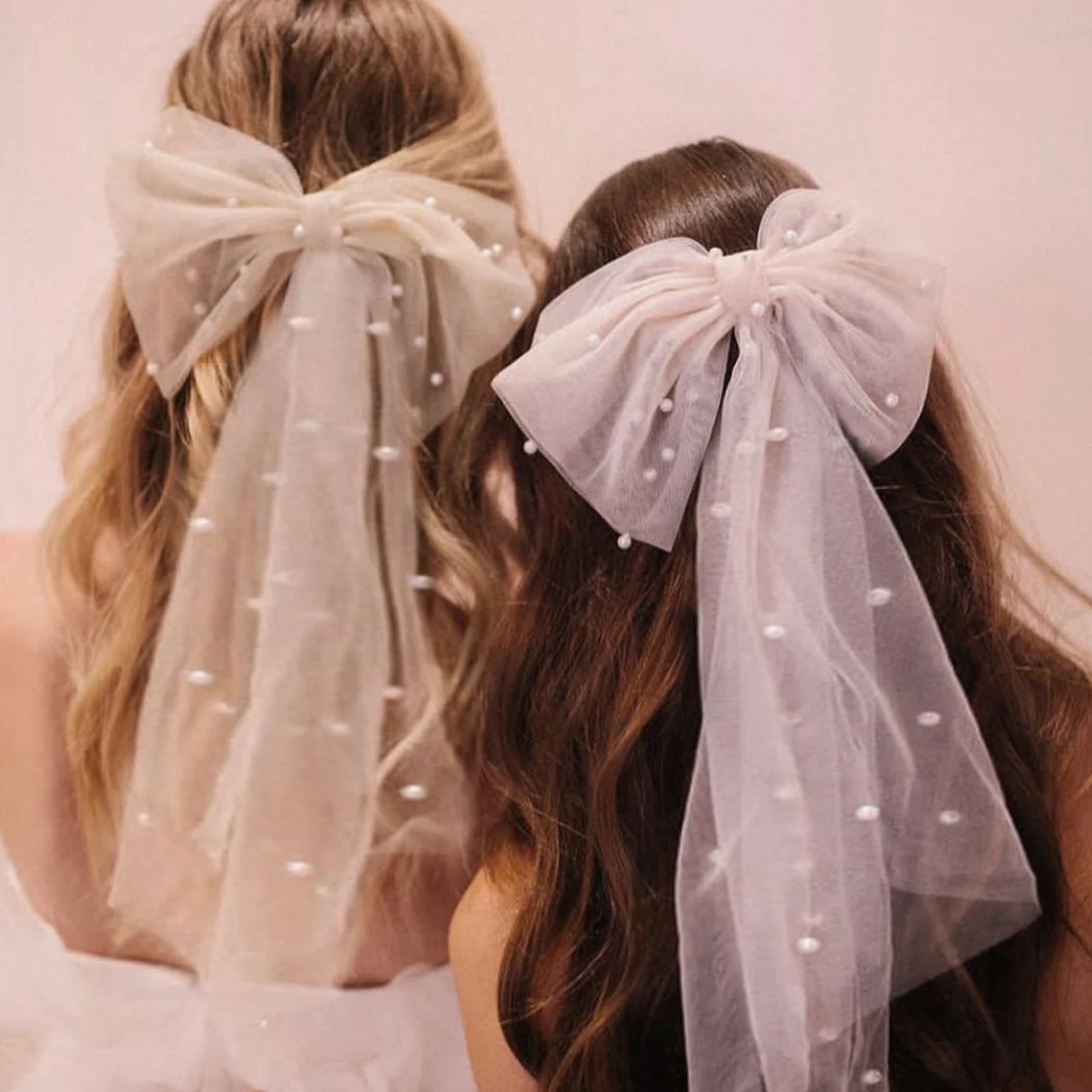 Mini Bridal Veil Bow-knot Veil Two Layears Wedding Veils Short Tulle Veils Wedding Accessories Bachelorette Party Accessory V04A